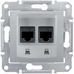 Розетка компьютерная двойная RJ45 кат. 5e UTP алюминий SEDNA SDN4400160